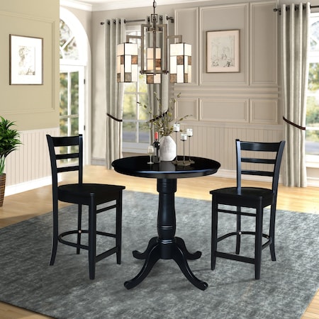 International Concepts 30 in. Round Pedestal Gathering Height Table with 2 Counter Height Stools K46-30RT-S6172-2